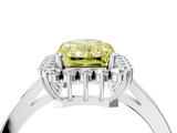 White gold Fancy Yellow Radiant  Cut Diamond Halo Ring with Round Brilliant Halo and Solitaire Band_91