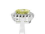White gold Fancy Yellow Radiant  Cut Diamond Halo Ring with Round Brilliant Halo and Solitaire Band_92