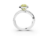 White gold Fancy Yellow Radiant Cut Diamond Halo Ring with Round Split Shank and Prong Setting_29