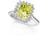 White gold Fancy Yellow Radiant  Cut Diamond Halo Ring with Solitaire Band and Prong Setting_54