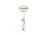 White gold Fancy Yellow Radiant  Cut Diamond Halo Ring with Solitaire Band and Prong Setting_55