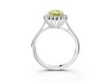 White gold Fancy Yellow Radiant  Cut Diamond Halo Ring with Solitaire Band and Prong Setting_56