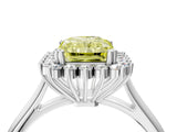 White gold Fancy Yellow Radiant  Cut Diamond Halo Ring with Solitaire Band and Prong Setting_57