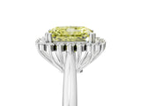 White gold Fancy Yellow Radiant  Cut Diamond Halo Ring with Solitaire Band and Prong Setting_58