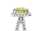 White gold Fancy Yellow Radiant Cut Diamond Halo Ring with Split Shank Pavé Band and Prong Setting_84