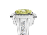 White gold Fancy Yellow Radiant Cut Diamond Halo Ring with Split Shank and Bezel Accents and Prong Setting_5