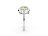 White gold Fancy Yellow Radiant Cut Diamond Halo Ring with Split Shank and Four-Prong Setting_86