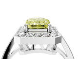White gold Fancy Yellow Radiant Cut Diamond Halo Ring with Split Shank and Four-Prong Setting_88