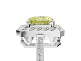 White gold Fancy Yellow Radiant Cut Diamond Halo Ring with Split Shank and Four-Prong Setting_89