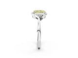 White gold Fancy Yellow Radiant Cut Diamond Halo Ring with Tapered Band and Four-Prong Setting_33