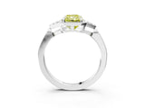 White gold Fancy Yellow Radiant Cut Diamond Halo Ring with Tapered Band and Four-Prong Setting_34
