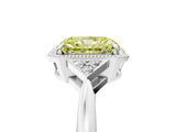 White gold Fancy Yellow Radiant Cut Diamond Halo Ring with Tapered Band and Four-Prong Setting_36
