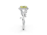 White gold Fancy Yellow Radiant Cut Diamond Halo Ring with Vintage Split Shank and Four-Prong Setting_122