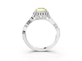 White gold Fancy Yellow Radiant Cut Diamond Halo Ring with Vintage Split Shank and Four-Prong Setting_124