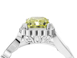 White gold Fancy Yellow Radiant Cut Diamond Halo Ring with Vintage Split Shank and Four-Prong Setting_125