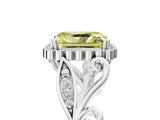 White gold Fancy Yellow Radiant Cut Diamond Halo Ring with Vintage Split Shank and Four-Prong Setting_126