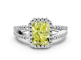 White gold Fancy Yellow Radiant Cut Diamond Halo Split Shank Engagement Ring_51