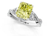 White gold Fancy Yellow Radiant Cut Diamond  Halo Twist Band Solitaire Prong Setting Ring_13