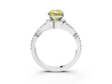 White gold Fancy Yellow Radiant Cut Diamond  Halo Twist Band Solitaire Prong Setting Ring_15