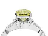 White gold Fancy Yellow Radiant Cut Diamond  Halo Twist Band Solitaire Prong Setting Ring_16