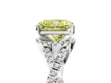 White gold Fancy Yellow Radiant Cut Diamond  Halo Twist Band Solitaire Prong Setting Ring_17