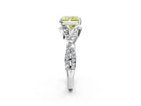 White gold Fancy Yellow Radiant Cut Diamond  Halo Twist Band Solitaire Prong Setting Ring_26