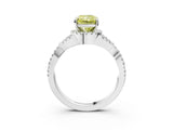 White gold Fancy Yellow Radiant Cut Diamond  Halo Twist Band Solitaire Prong Setting Ring_27