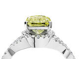 White gold Fancy Yellow Radiant Cut Diamond  Halo Twist Band Solitaire Prong Setting Ring_28