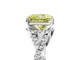 White gold Fancy Yellow Radiant Cut Diamond  Halo Twist Band Solitaire Prong Setting Ring_29