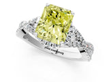 White gold Fancy Yellow Radiant Cut Diamond  Halo Twist Band Solitaire Prong Setting Ring_67