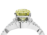 White gold Fancy Yellow Radiant Cut Diamond  Halo Twist Band Solitaire Prong Setting Ring_70