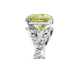 White gold Fancy Yellow Radiant Cut Diamond  Halo Twist Band Solitaire Prong Setting Ring_71