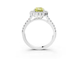 White gold Fancy Yellow Radiant  Cut Diamond Milgrain Floral Halo Engagement Ring with Pavé Band_18