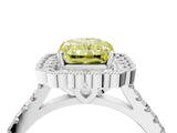 White gold Fancy Yellow Radiant  Cut Diamond Milgrain Floral Halo Engagement Ring with Pavé Band_19