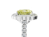 White gold Fancy Yellow Radiant  Cut Diamond Milgrain Floral Halo Engagement Ring with Pavé Band_20