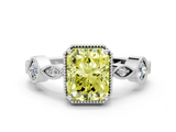 White gold Fancy Yellow Radiant  Cut Diamond Milgrain Marquise Band with Prong Setting_3