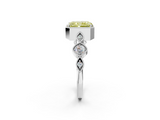 White gold Fancy Yellow Radiant  Cut Diamond Milgrain Marquise Band with Prong Setting_5