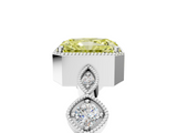 White gold Fancy Yellow Radiant  Cut Diamond Milgrain Marquise Band with Prong Setting_8