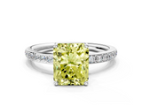White gold Fancy Yellow Radiant  Cut Diamond Pavé Band Ring with Four-Prong Setting_24