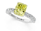 White gold Fancy Yellow Radiant Cut Diamond Pavé Band Solitaire Ring with Prong Setting_46