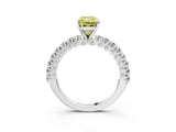 White gold Fancy Yellow Radiant Cut Diamond Pavé Band Solitaire Ring with Prong Setting_48