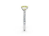 White gold Fancy Yellow Radiant Cut Diamond Pavé Band Solitaire Ring with Prong Setting_48