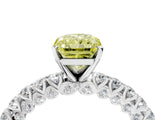 White gold Fancy Yellow Radiant Cut Diamond Pavé Band Solitaire Ring with Prong Setting_49