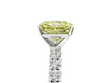 White gold Fancy Yellow Radiant Cut Diamond Pavé Band Solitaire Ring with Prong Setting_50