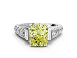 White gold Fancy Yellow Radiant  Cut Diamond Pavé Band Solitaire with Four-Prong Setting_15