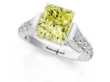 White gold Fancy Yellow Radiant  Cut Diamond Pavé Band Solitaire with Four-Prong Setting_16