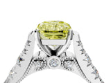 White gold Fancy Yellow Radiant  Cut Diamond Pavé Band Solitaire with Four-Prong Setting_19