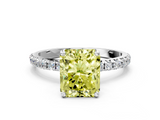 White gold Fancy Yellow Radiant  Cut Diamond Pavé Band Solitaire with Four-Prong Setting_3