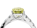 White gold Fancy Yellow Radiant  Cut Diamond Pavé Band Solitaire with Four-Prong Setting_7