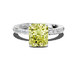 White gold Fancy Yellow Radiant Cut Diamond Pavé Engagement Ring with Round  Accents and Prong Setting_131